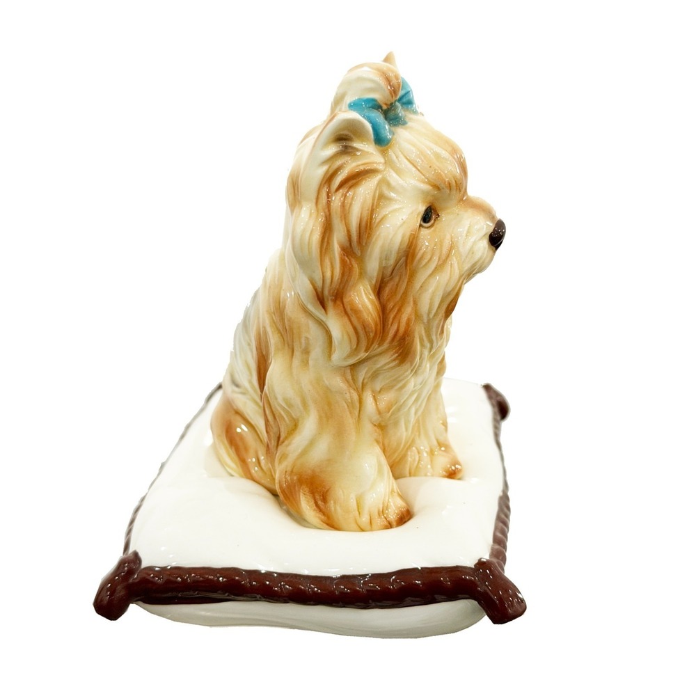 Yorkshire Sitting on Pillow Ceramic Porcelain Puppy/Dog Figurine Japan 5" - Picture 2 of 5